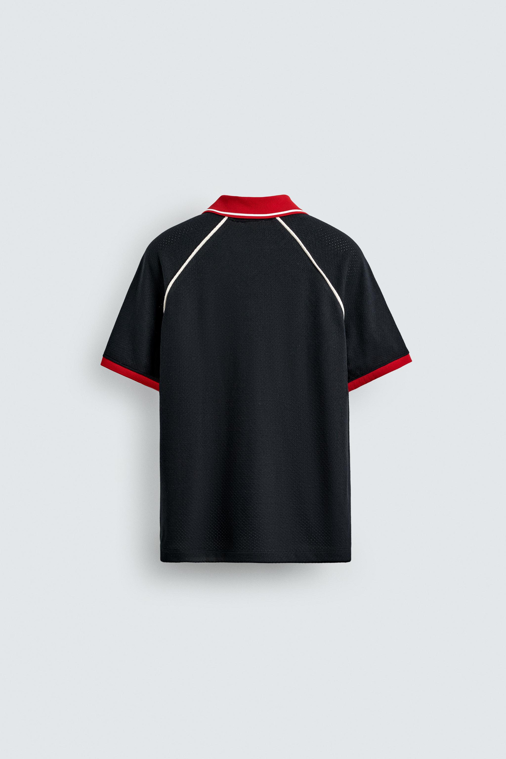 CONTRAST TRIM TEXTURED POLO